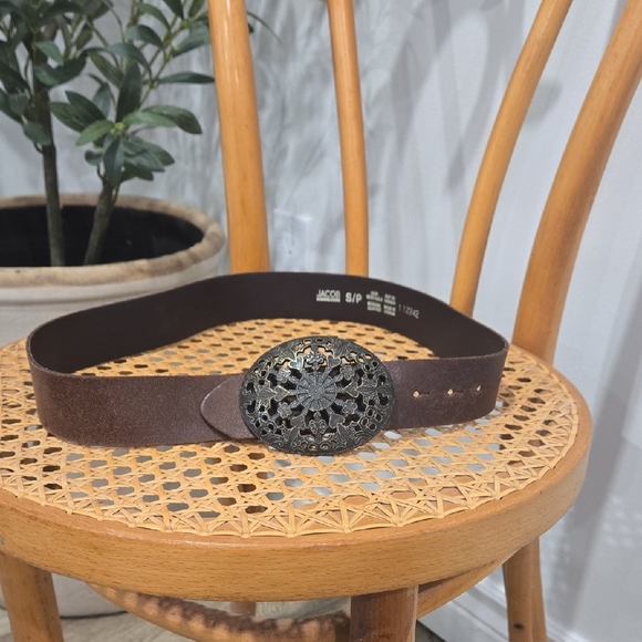 Jacob Accessories - Y2K Jacob Connection Genuine Leather Belt With Metal Boho Buckle